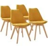 Chaise Et Fauteuil De Table BOBOCHIC - Lot De 4 Chaises De Table ARIAL Tissu Jaune - Jaune -BOBOCHIC Soldes 2022 24042342 1