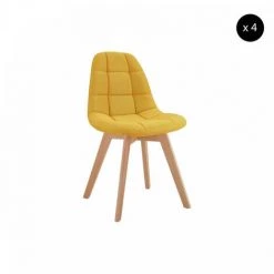 Chaise Et Fauteuil De Table BOBOCHIC - Lot De 4 Chaises MARIUS Tissu Jaune - Jaune