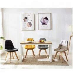Chaise Et Fauteuil De Table BOBOCHIC - Lot De 4 Chaises MARIUS Tissu Jaune - Jaune -BOBOCHIC Soldes 2022 24074340 5