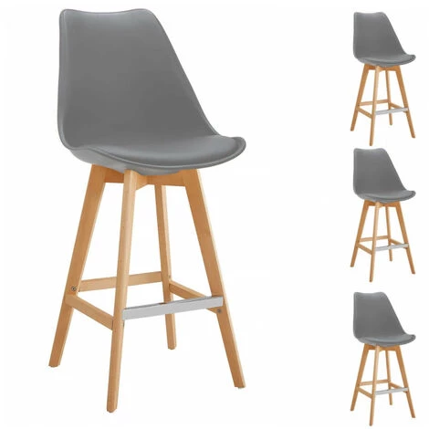 Tabouret De Bar BOBOCHIC - Lot De 4 Tabourets De Bar H 106cm MIKADO Gris - Gris 4 Tabouret De Bar BOBOCHIC - Lot De 4 Tabourets De Bar H 106cm MIKADO Gris - Gris – Image 2