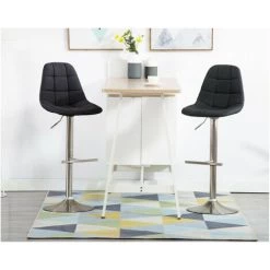 Tabouret De Bar BOBOCHIC - Lot De 2 Tabourets H 115cm LYSI Acier Brossé Anthracite - Anthracite -BOBOCHIC Soldes 2022 24074349 3
