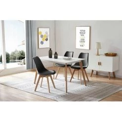 Chaise Et Fauteuil De Table BOBOCHIC - Lot De 4 Chaises De Table MIKO Noir - Noir