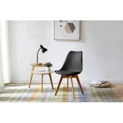 Chaise Et Fauteuil De Table BOBOCHIC - Lot De 4 Chaises De Table MIKO Noir - Noir -BOBOCHIC Soldes 2022 24500208 4