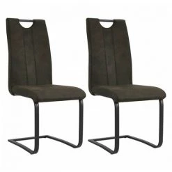 Chaise Et Fauteuil De Table BOBOCHIC - Lot De 2 Chaises Marron Foncé MJOR Vintage Métal Noir - Marron