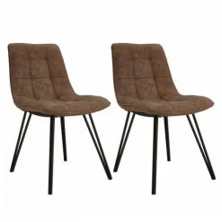 Chaise Et Fauteuil De Table BOBOCHIC - Lot De 2 Chaises OLAN Vintage Marron Clair - Marron Clair