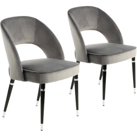 Chaise Et Fauteuil De Table BOBOCHIC - Lot De 2 Chaises De Table RICHARD Gris - Gris 4 Chaise Et Fauteuil De Table BOBOCHIC - Lot De 2 Chaises De Table RICHARD Gris - Gris – Image 2