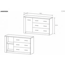 Commodes BOBOCHIC - Commode 3 Tiroirs 1 Porte ANDERSEN Blanc - Blanc -BOBOCHIC Soldes 2022 26660885 3
