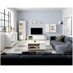 Rangement Vitrine BOBOCHIC - Vitrine 1 Porte ARCOMA Blanc Brillant Et Chêne - Blanc -BOBOCHIC Soldes 2022 26660894 3