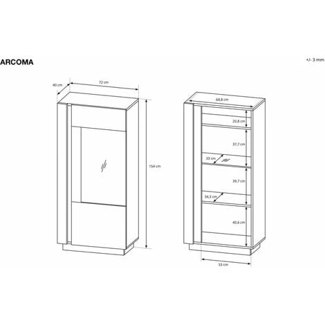 Rangement Vitrine BOBOCHIC - Vitrine 1 Porte ARCOMA Blanc Brillant Et Chêne - Blanc 6 Rangement Vitrine BOBOCHIC - Vitrine 1 Porte ARCOMA Blanc Brillant Et Chêne - Blanc – Image 4