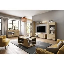 Rangement Vitrine BOBOCHIC - Vitrine 1 Porte ARCOMA Chêne Et Gris - Marron -BOBOCHIC Soldes 2022 26660927 3