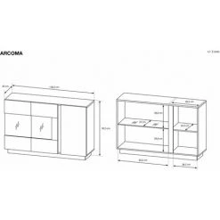 Buffets BOBOCHIC - Buffet 139 Cm Portes Vitrées ARCOMA Chêne Et Gris - Chêne -BOBOCHIC Soldes 2022 26660929 4