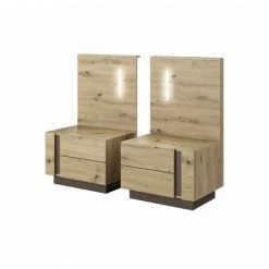 Table De Chevet BOBOCHIC - Ensemble De 2 Chevets ARCOMA Chêne Et Gris - Marron -BOBOCHIC Soldes 2022 26660947 4