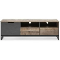 Meubles TV BOBOCHIC - Meuble TV 161 Cm ARDENSIA Chêne Vieilli Et Graphite - Chêne Et Noir -BOBOCHIC Soldes 2022 26660956 4