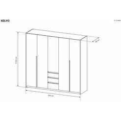 Armoires BOBOCHIC - Armoire L225 Cm XELYO Blanc Et Chêne - Blanc -BOBOCHIC Soldes 2022 26661084 3