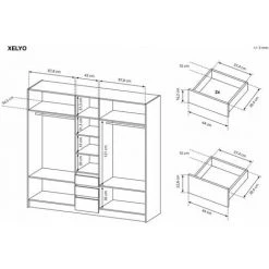 Armoires BOBOCHIC - Armoire L225 Cm XELYO Blanc Et Chêne - Blanc -BOBOCHIC Soldes 2022 26661084 4