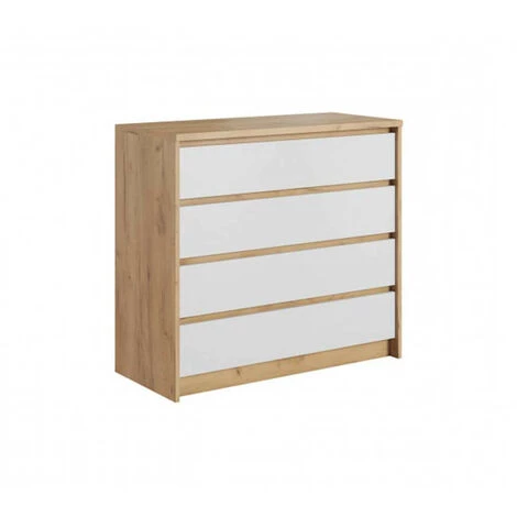 Commodes BOBOCHIC - Commode 4 Tiroirs XELYO Blanc Et Chêne - Blanc 3 Commodes BOBOCHIC - Commode 4 Tiroirs XELYO Blanc Et Chêne - Blanc