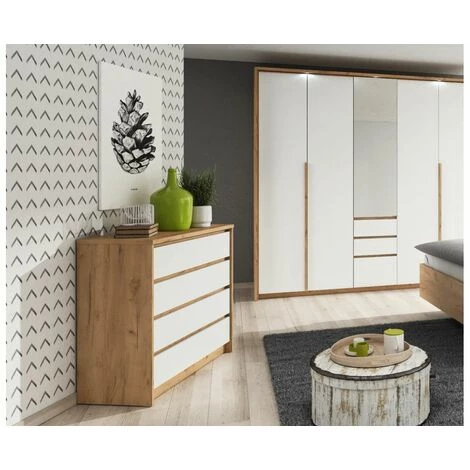 Commodes BOBOCHIC - Commode 4 Tiroirs XELYO Blanc Et Chêne - Blanc 4 Commodes BOBOCHIC - Commode 4 Tiroirs XELYO Blanc Et Chêne - Blanc – Image 2