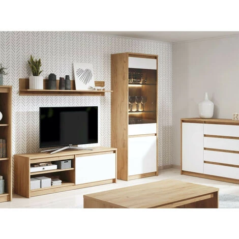 Rangement Vitrine BOBOCHIC - Vitrine 2 Portes XELYO Blanc Et Chêne - Blanc 4 Rangement Vitrine BOBOCHIC - Vitrine 2 Portes XELYO Blanc Et Chêne - Blanc – Image 2