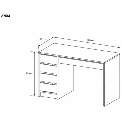 Bureau BOBOCHIC - Bureau 5 Tiroirs AYEM Blanc - Blanc 5 Bureau BOBOCHIC - Bureau 5 Tiroirs AYEM Blanc - Blanc – Image 3