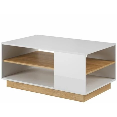 Séjour Complet BOBOCHIC - Séjour Complet ARCOMA Avec Buffet + Table Basse + 2 Vitrines + Etagère Murale + Meuble TV Blanc Brillant Et Chêne - Blanc 5 Séjour Complet BOBOCHIC - Séjour Complet ARCOMA Avec Buffet + Table Basse + 2 Vitrines + Etagère Murale + Meuble TV Blanc Brillant Et Chêne - Blanc – Image 3