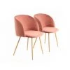 Chaise Et Fauteuil De Table BOBOCHIC - Lot De 2 Chaises RANIA Velours Rose - Rose -BOBOCHIC Soldes 2022 26934225 1