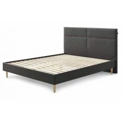 Lit BOBOCHIC - Structure De Lit 160x200 Cm ELYNA Avec Lattes Massives Pieds En Bois Naturel 160x200 Anthracite - Anthracite