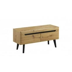 Meubles TV BOBOCHIC - Meuble TV 107 Cm NORDI RETRO Chêne Et Noir - Chêne Et Noir