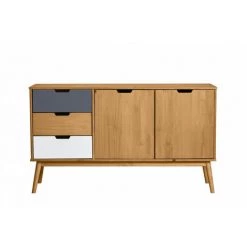 Buffets BOBOCHIC - Buffet 140 Cm ALMA Gris, Blanc Et Bois Clair - Bois -BOBOCHIC Soldes 2022 27237805 5