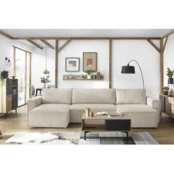 Canapé Panoramique Convertible BOBOCHIC - Canapé Panoramique Convertible Coffre NIHAD Panoramique Beige - Beige -BOBOCHIC Soldes 2022 27599432 3