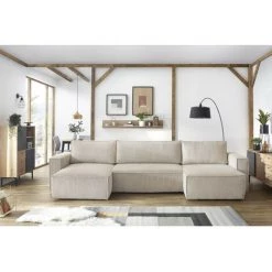 Canapé Panoramique Convertible BOBOCHIC - Canapé Panoramique Convertible Coffre NIHAD Panoramique Beige - Beige -BOBOCHIC Soldes 2022 27599432 4