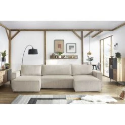 Canapé Panoramique Convertible BOBOCHIC - Canapé Panoramique Convertible Coffre NIHAD Panoramique Beige - Beige -BOBOCHIC Soldes 2022 27599432 5