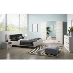 Chambre Complète BOBOCHIC - Ensemble Lit 160x200 Sommier Inclus Et 2 Chevets ANDERSEN - Blanc 10 Chambre Complète BOBOCHIC - Ensemble Lit 160x200 Sommier Inclus Et 2 Chevets ANDERSEN - Blanc -BOBOCHIC Soldes 2022 27802911 4