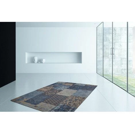 Tapis BOBOCHIC - Tapis Poils Courts RIVKA Motif Contemporain - Bleu 6 Tapis BOBOCHIC - Tapis Poils Courts RIVKA Motif Contemporain - Bleu â Image 4
