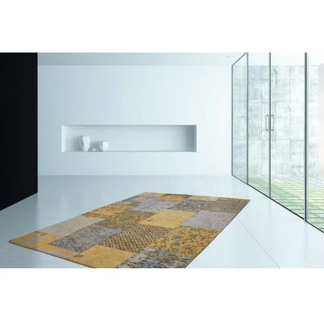 Tapis BOBOCHIC - Tapis Poils Courts RIVKA Motif Contemporain - Jaune 6 Tapis BOBOCHIC - Tapis Poils Courts RIVKA Motif Contemporain - Jaune – Image 4