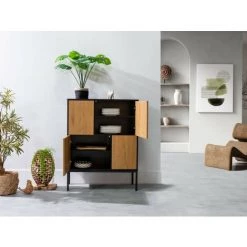 Buffets BOBOCHIC - Buffet 80 Cm 4 Portes RAVEN Imitation Chêne - Chêne Et Noir 10 Buffets BOBOCHIC - Buffet 80 Cm 4 Portes RAVEN Imitation Chêne - Chêne Et Noir -BOBOCHIC Soldes 2022 28046599 4