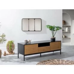 Meubles TV BOBOCHIC - Meuble TV 140 Cm RAVEN Noir Et Imitation Chêne - Chêne Et Noir 10 Meubles TV BOBOCHIC - Meuble TV 140 Cm RAVEN Noir Et Imitation Chêne - Chêne Et Noir -BOBOCHIC Soldes 2022 28046601 4