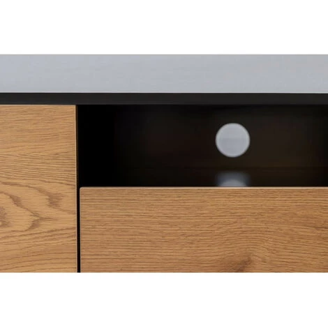 Meubles TV BOBOCHIC - Meuble TV 140 Cm RAVEN Noir Et Imitation Chêne - Chêne Et Noir 7 Meubles TV BOBOCHIC - Meuble TV 140 Cm RAVEN Noir Et Imitation Chêne - Chêne Et Noir – Image 5