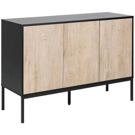 Buffets BOBOCHIC - Buffet 120 Cm 3 Portes RAVEN Imitation Chêne Blanchi - Chêne Et Noir 3 Buffets BOBOCHIC - Buffet 120 Cm 3 Portes RAVEN Imitation Chêne Blanchi - Chêne Et Noir