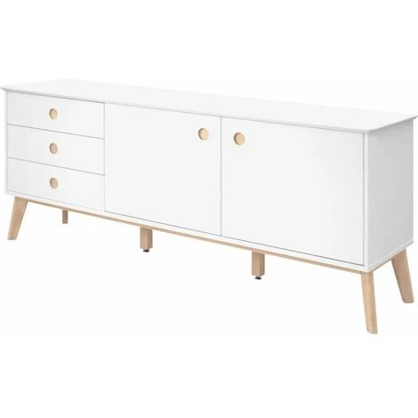 Buffets BOBOCHIC - Buffet 180 Cm AVORIAZ Blanc Et Naturel - Blanc 4 Buffets BOBOCHIC - Buffet 180 Cm AVORIAZ Blanc Et Naturel - Blanc – Image 2