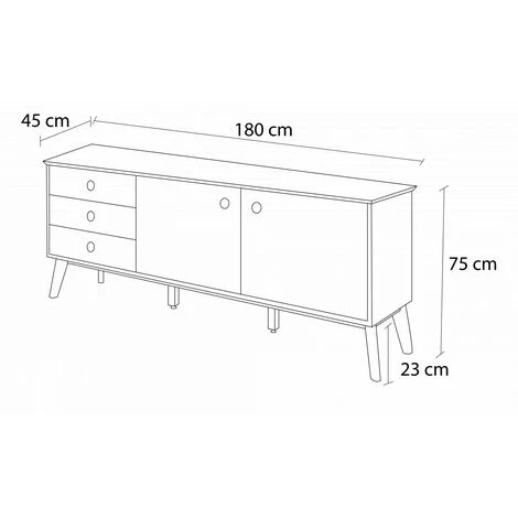 Buffets BOBOCHIC - Buffet 180 Cm AVORIAZ Blanc Et Naturel - Blanc 5 Buffets BOBOCHIC - Buffet 180 Cm AVORIAZ Blanc Et Naturel - Blanc – Image 3