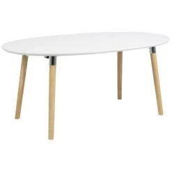 Table à Manger BOBOCHIC - Table à Manger Extensible 170/270 Cm BELINDA Chêne Et Blanc - Blanc