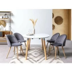 Table à Manger BOBOCHIC - Table à Manger Extensible 170/270 Cm BELINDA Chêne Et Blanc - Blanc -BOBOCHIC Soldes 2022 28046633 5