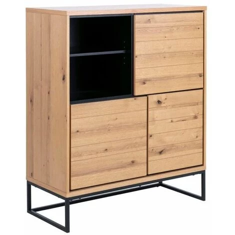 Buffets BOBOCHIC - Buffet Haut 125 Cm DIANA Placage Chêne - Bois 3 Buffets BOBOCHIC - Buffet Haut 125 Cm DIANA Placage Chêne - Bois