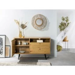 Buffets BOBOCHIC - Buffet 124 Cm LUTEA Chêne Naturel Et Métal - Bois -BOBOCHIC Soldes 2022 28046650 3