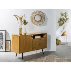 Buffets BOBOCHIC - Buffet 124 Cm LUTEA Chêne Naturel Et Métal - Bois -BOBOCHIC Soldes 2022 28046650 4