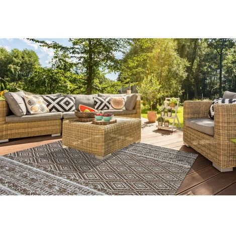 Tapis D'extérieur BOBOCHIC - Tapis D'extérieur SAVIKA Style Bohème - Marron 6 Tapis D'extérieur BOBOCHIC - Tapis D'extérieur SAVIKA Style Bohème - Marron – Image 4