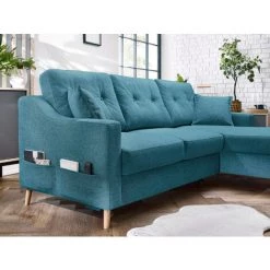 BOBOCHIC Sweden - Canapé D'angle Convertible - Avec Coffre - Style Scandinave - Droit Couleur - Bleu Canard - Bleu Canard -BOBOCHIC Soldes 2022 28223871 5