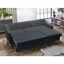 BOBOCHIC Sweden - Canapé D'angle Convertible - Avec Coffre - Style Scandinave - Droit Couleur - Gris Foncé - Gris Foncé -BOBOCHIC Soldes 2022 28223876 3