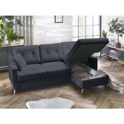 BOBOCHIC Sweden - Canapé D'angle Convertible - Avec Coffre - Style Scandinave - Droit Couleur - Gris Foncé - Gris Foncé -BOBOCHIC Soldes 2022 28223876 4
