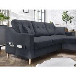 BOBOCHIC Sweden - Canapé D'angle Convertible - Avec Coffre - Style Scandinave - Droit Couleur - Gris Foncé - Gris Foncé -BOBOCHIC Soldes 2022 28223876 5